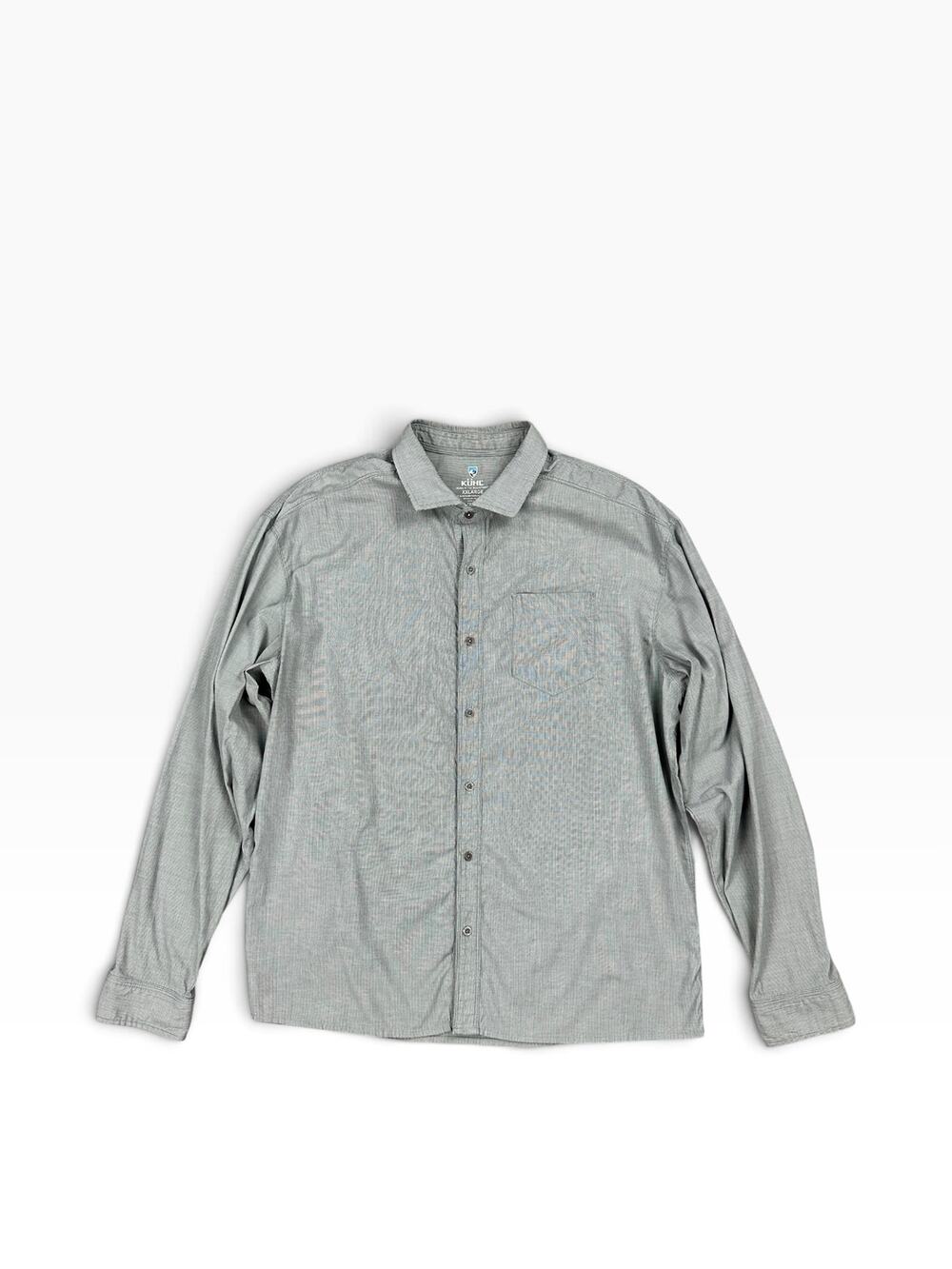 Kuhl Micro Stripe Long Sleeve Shirt Gray/White — Size 2XL